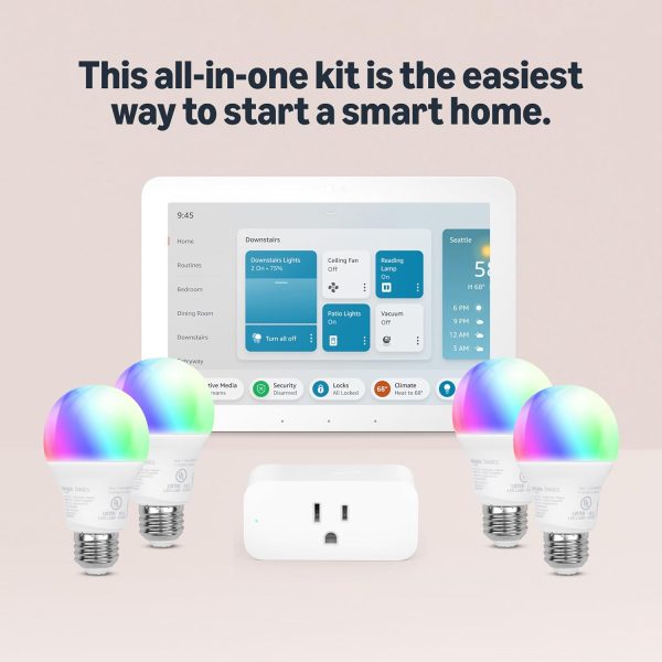 Smart Home Starter Kit with Alexa | Includes Echo Hub, Amazon Smart Plug and 4 Amazon Basics Smart Bulbs
