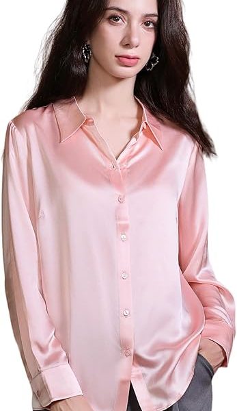 COLD POSH Silk Blouses for Women Elegant Tops Summer Spring Shirts Mulberry Silk Button Down Shirt