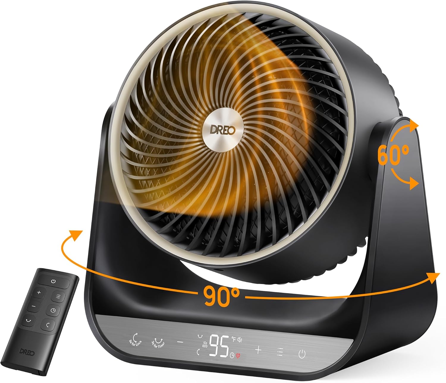 71KWpKRfylL._AC_SL1500_ Dreo Whole Room Heater 714, 60° Vertical & 90° Horizontal 3D Oscillating Heating, 12 ft/s Long-Range Circulator, 3 Heat & 3 Fan Settings, Space Heaters for Indoor Use, Bedroom, Office, Black - Image 1