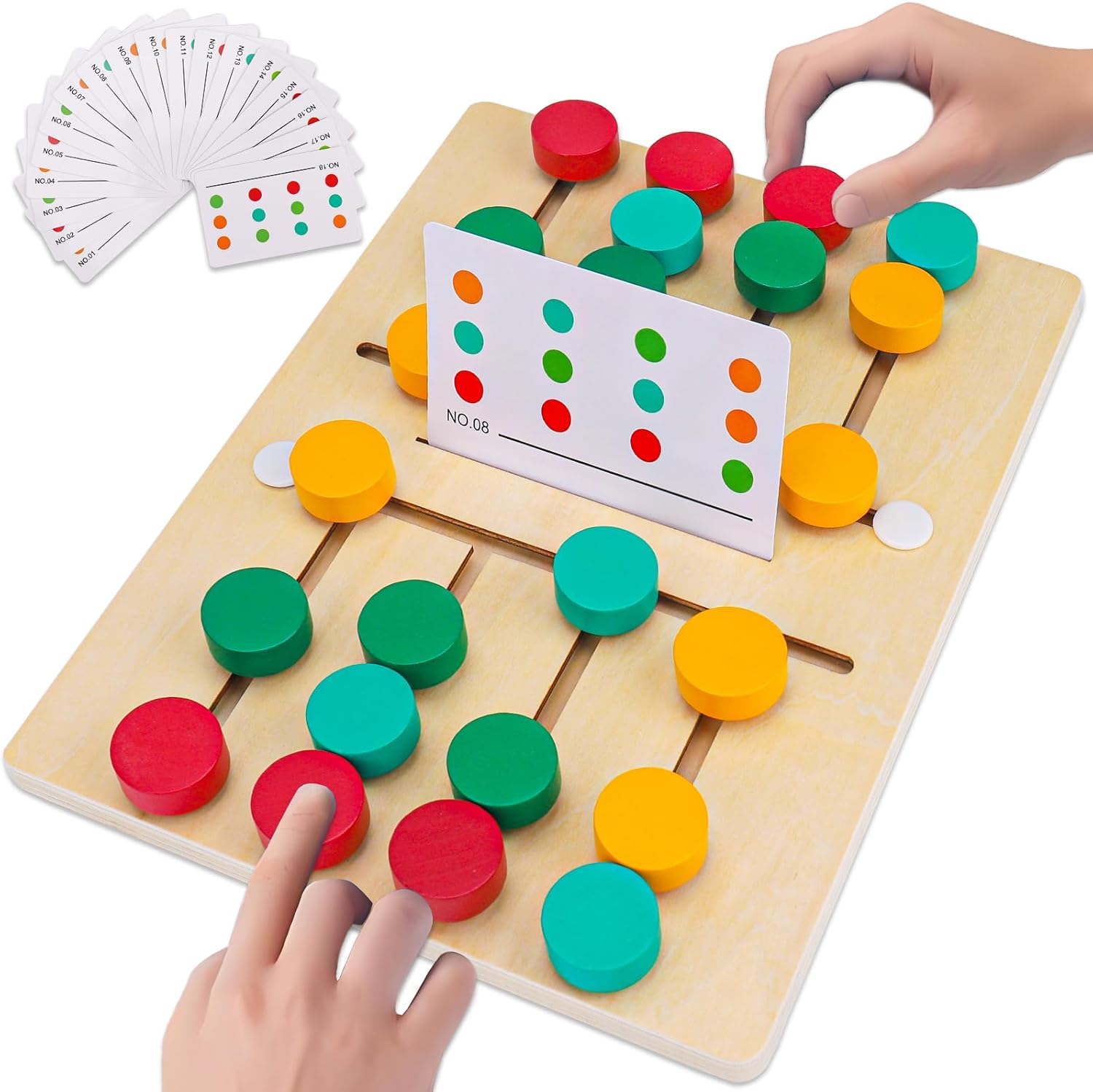 71ZHfa7DT3L._AC_SL1500_ AugToy Montessori Color Matching Learning Toys Sliding Puzzle for Kids 3 4 5 6 7 Years Old Preschool Logic Game Brain Teasers Boys Girls 2 Players Educational Wooden Toddler Travel Toys Gifts - Image 1