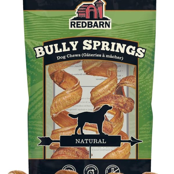 Redbarn Premium Bully Spring for Dogs, 4-6", 3 Count – All-Natural Slow Roasted Single Ingredient Beef Pizzle Pet Chews - Highly Digestible Rawhide Alternative and Long Lasting Spiral Sticks