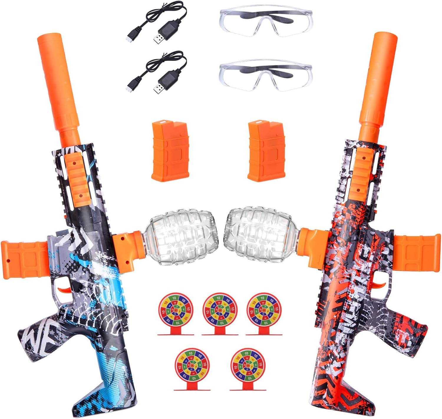 71mXgycz6FL._AC_SL1500_ 2 Pack Splatter Blasters, Full Auto Splat Blaster Toy Kits, 50000+, 10 Rs Per Seconds, 600 Hopper, Outdoor Team Game Activities Toy, 2 Rechargeable Batteries, Age 12+ Year Up - Image 1
