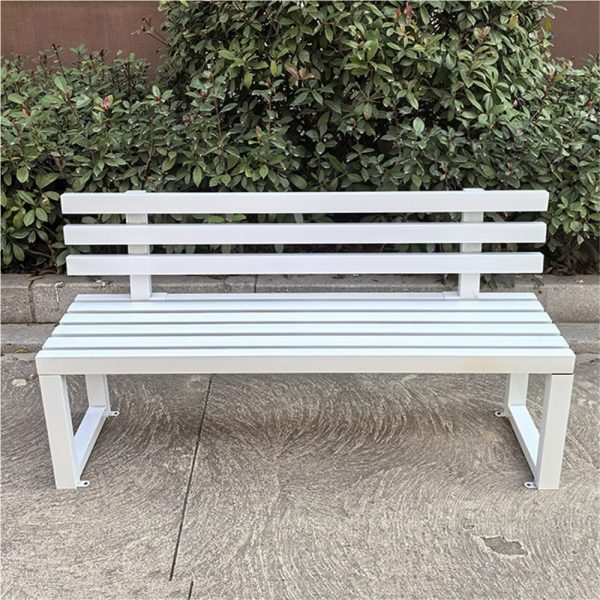 Outdoor Patio Benches, Garden Metal Bench with Backrest, Weatherproof Metal Garden Patio Bench, Bench Yard, Stadium, Scenic Area or Open-Air Seating(White,120cm/47.2in)