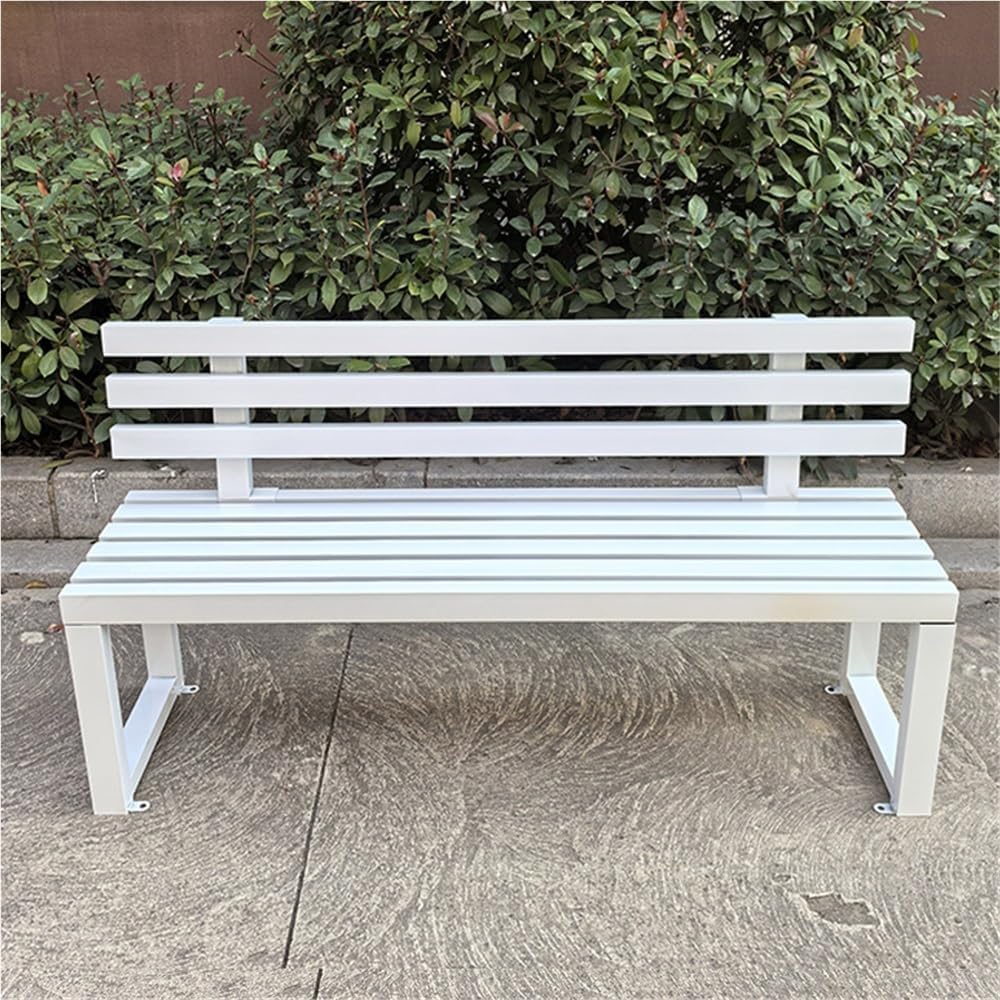 71t-ApXKiSL._AC_SL1000_ Outdoor Patio Benches, Garden Metal Bench with Backrest, Weatherproof Metal Garden Patio Bench, Bench Yard, Stadium, Scenic Area or Open-Air Seating(White,120cm/47.2in) - Image 1