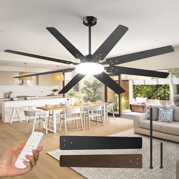 72 inch Ceiling Fans with Lights,Large Ceiling Fan with Light and Remote Control, Dimmable, 3CCT, Quiet, Black Modern Ceiling fan For Living Room, Bedroom, Kitchen, Patio, Farmhouse, Indoor/Outdoor Visit the Amico Store