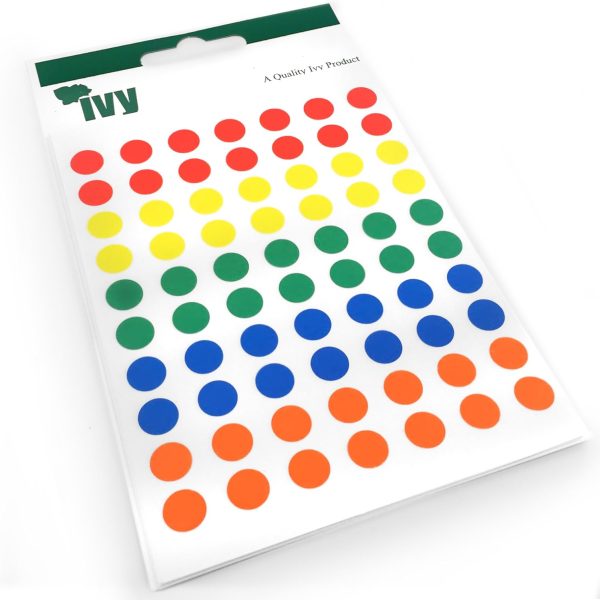 700 Sticky Coloured Dots - 8mm - Easy Peel Self Adhesive Colour Coding Sticky Dots - Assorted Colours - Ivy Stationery