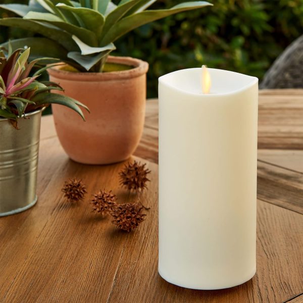 Luminara Pearl Ivory Outdoor Flameless Candle 3.25" x 7", Separate Remote, Moving Flame Flickering Realistic LED Battery Operated Pillar Lights Decor, Outside Lantern Halloween Christmas Decorations
