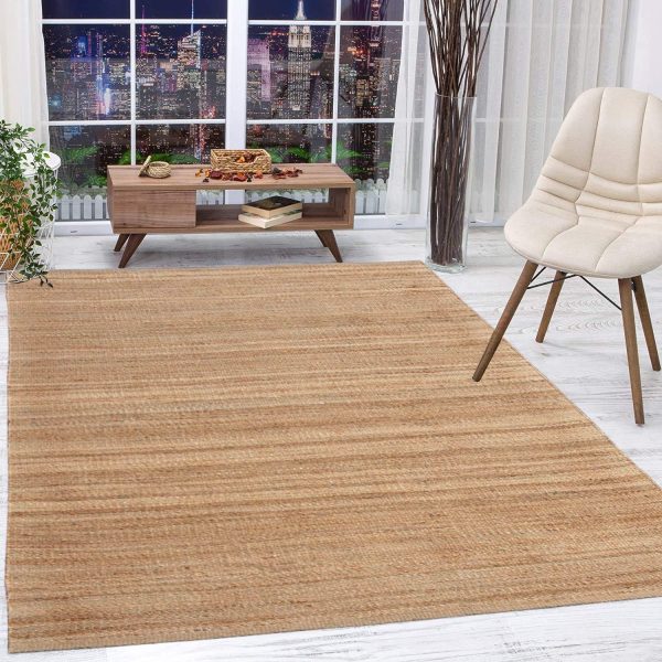 Antep Rugs Natural 8x10 Indoor Hand Woven Fiber Jute Area Rug (Natural, 7'10" x 10')