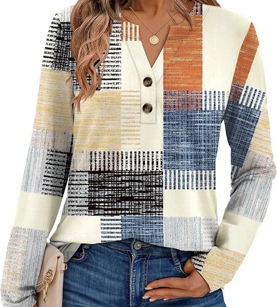 AUTOMET Women's Long Sleeve Shirts 2025 Fall Fashion Dressy Casual Tops Trendy Henley Blouses Cute Work Outfits Clothes