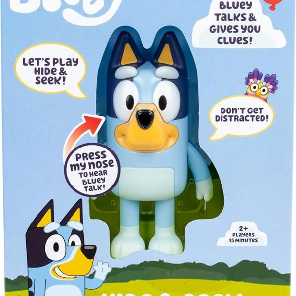 Bluey Game Mainline Hide and Seek Figure, Articulated, Musical Kids Figurines with Dance Mode, Interactive Play Toddler Figurine Toys for Ages 3+