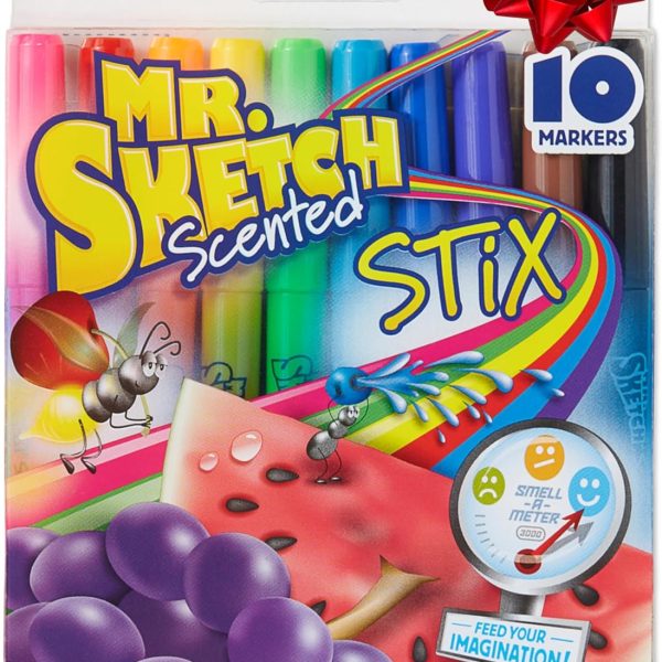 Mr. Sketch Scented Stix Markers, Fine Tip, Assorted Colors, 10 Count - Fun for Kids, Spark Creativity, Holiday Gift, Stocking Stuffer