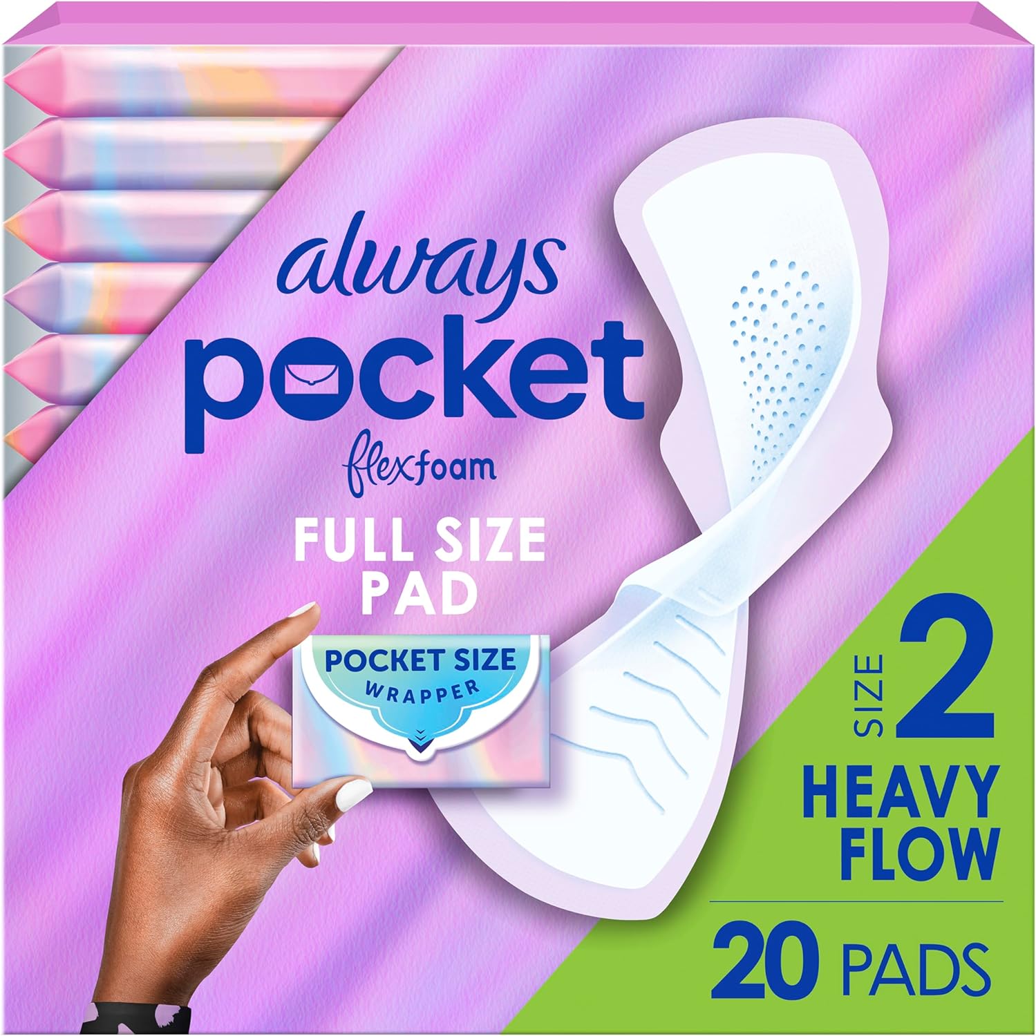 81loMn4KLbL._AC_SL1500_ Always Pocket Flexfoam Pads, Size 2, Heavy, with Wings, 20 Count - Image 1