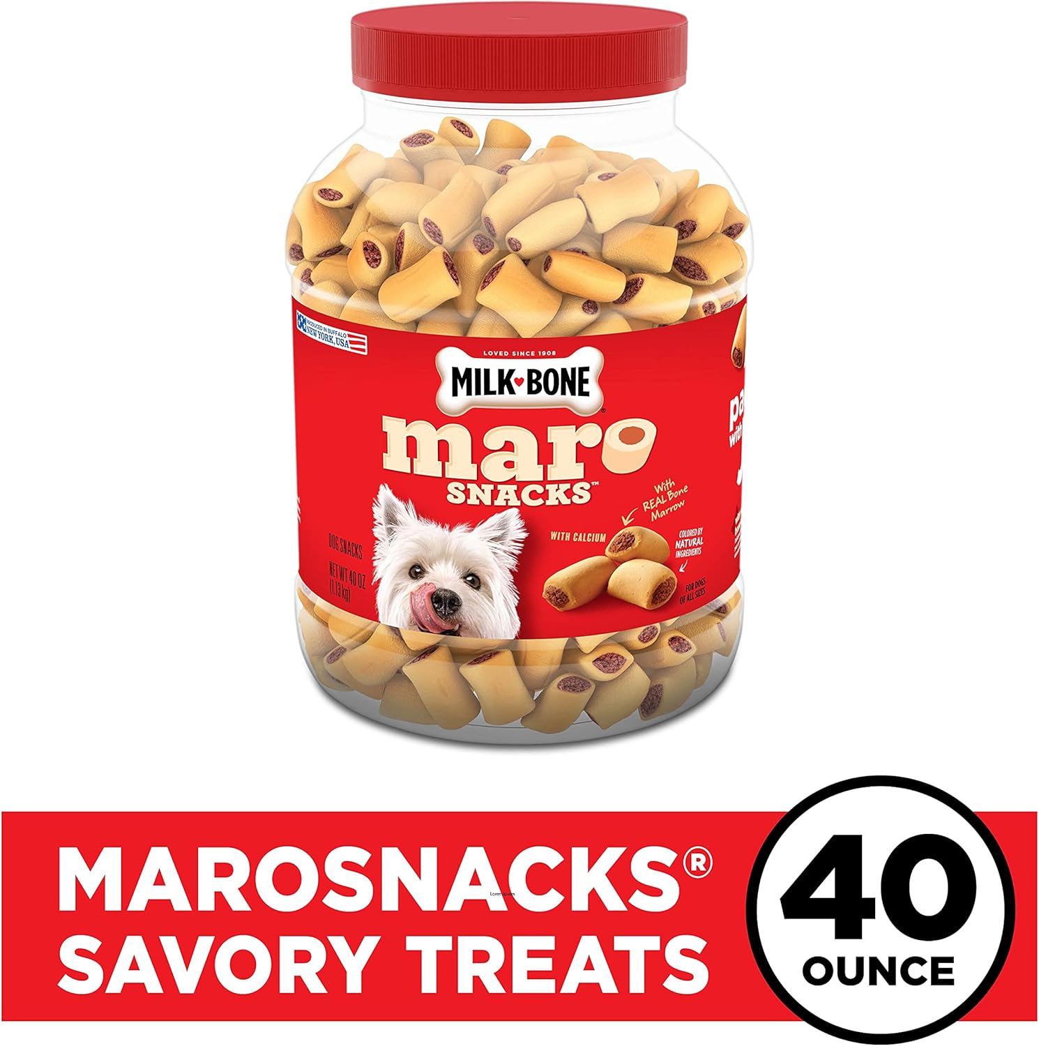 81oqQqKiD+S._AC_SL1500_ Milk-Bone MaroSnacks Small Dog Treats With Bone Marrow, 40 Ounce Container - Image 1