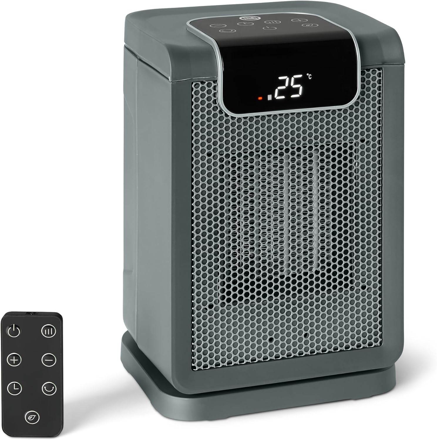 81vhY5yfHNL._AC_SL1500_ Amazon Basics Space Heater for Indoor Use with PTC Ceramic Technology, 1500W, Remote Control, 70° Oscillation, 10-inch, Grey - Image 1