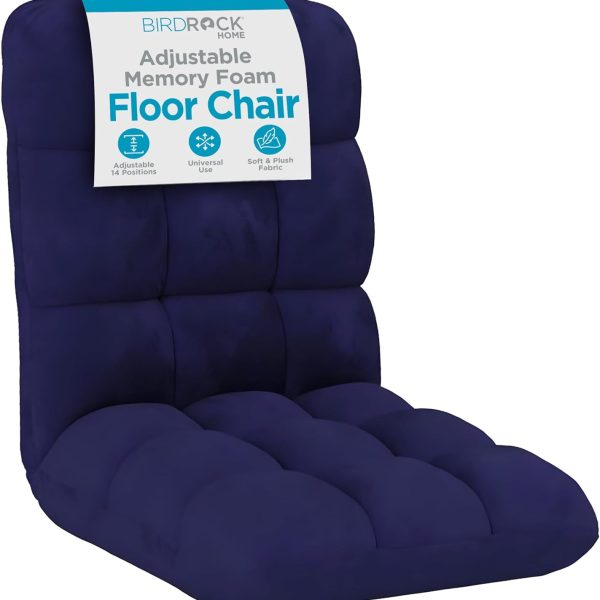 BIRDROCK HOME Adjustable Memory Foam Floor Chair - Ideal for Gaming, Reading, Meditation - Comfortable and Versatile - Suitable for Kids and Teenagers - Comfy Foldable Floor Seat - Blue