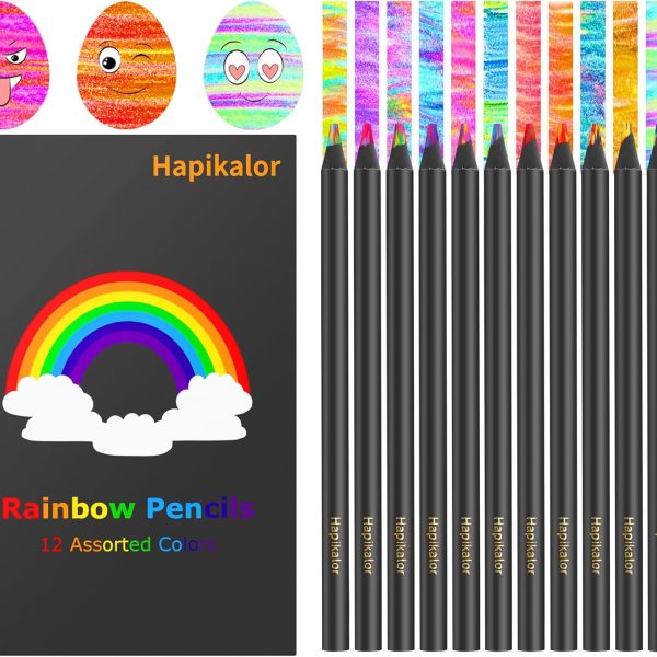 Hapikalor Stocking Stuffers for Kids, Art Supplies, 12 Color Rainbow Colored Pencils, Drawing Pencil Set for 5-12 Year Old, Valentines, Easter Basket, Christmas Gifts for Grandkids