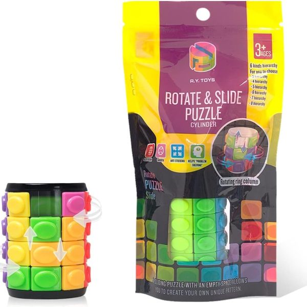 R.Y.TOYS Rotate and Slide Puzzle-Design Patent,Fidget Toys(Restore Order/Create Patterns) 8 Colors,4 Layers-Detach Piece for Quick Play,Brain Teaser,Sensory Toys,Birthday Gifts,Stocking Stuffers