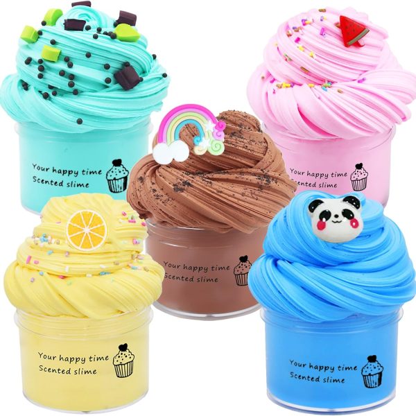 5 Pack Butter Slime Kit,Birthday Gifts for Kids,Party Favor for Girls & Boys,Non Sticky,Super Soft Sludge Toy