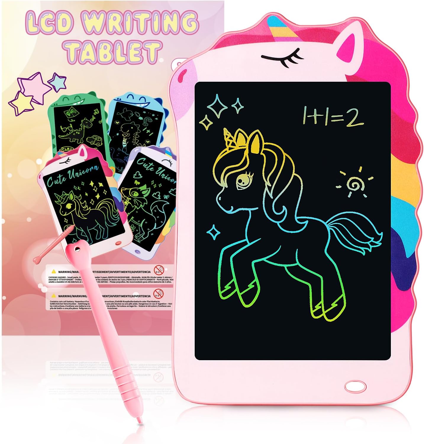 JA43 Unicorn Toys LCD Writing Tablet for Girls Kids, Colorful Toddler Toys Drawing Board, Educational Kid Toys Doodle Pad Toys for 3 4 5 6-12 Years Old Girls Boys Birthday Party Christmas Gift, 8.5 Inch - Image 1