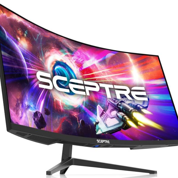 Sceptre 34-Inch Curved Ultrawide WQHD Monitor 3440 x 1440 R1500 up to 180Hz/165Hz DisplayPort x2 99% sRGB 1ms Picture by Picture, Build-in Speakers Machine Black 2025 (C345B-QUT168)