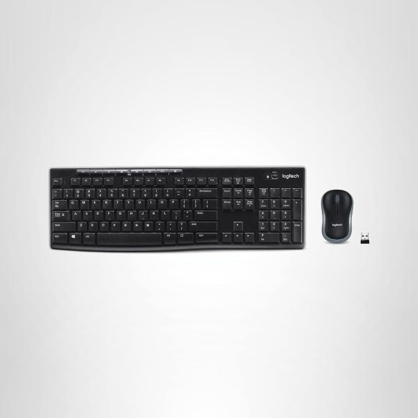 Logitech MK270 Wireless Keyboard and Mouse Combo for Windows, 2.4 GHz, 8 Multimedia Keys, PC, Laptop, Wireless Keyboard Compact Mouse Combo - Black