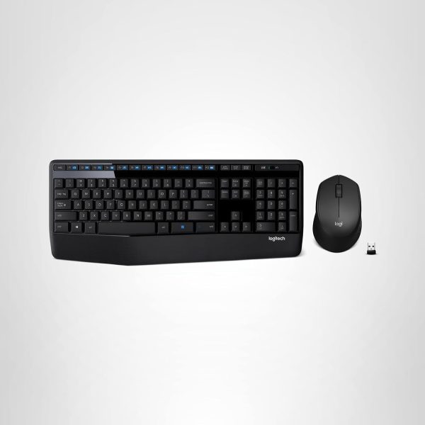 Logitech MK345 Wireless Keyboard and Mouse Combo with Palm Rest, 2.4 GHz USB Receiver, Compatible with PC, Laptop, Black