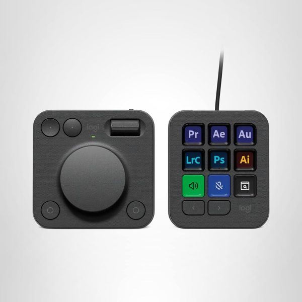 Logitech MX Creative Console, 9 Customizable LCD Keys, Stream Deck Accessories, Control Dial for Graphic Design, Adobe, Zoom, Spotify - Graphite, 3-Month Adobe Creative Cloud Membership