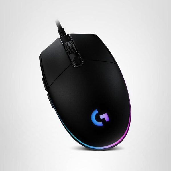 Logitech G203 Wired Gaming Mouse, 8,000 DPI, Rainbow Optical Effect LIGHTSYNC RGB, 6 Programmable Buttons, On-Board Memory, Screen Mapping, PC/Mac Computer and Laptop Compatible - Black