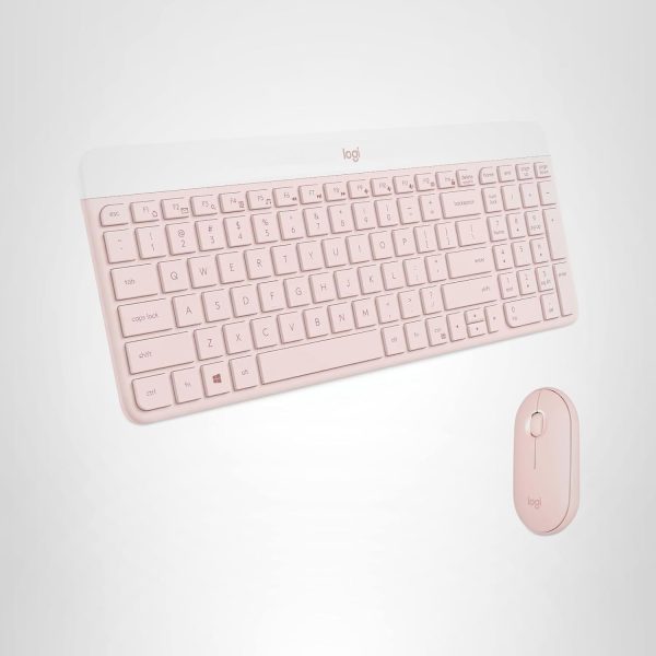 Logitech MK470 Slim Wireless Keyboard and Mouse Combo - Modern Compact Layout, Ultra Quiet, 2.4 GHz USB Receiver, Plug n' Play Connectivity, Compatible with Windows - Rose