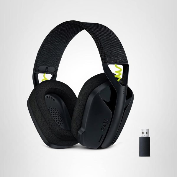 Logitech G435 LIGHTSPEED and Bluetooth Wireless Gaming Headset - Lightweight over-ear headphones, built-in mics, 18h battery, compatible with Dolby Atmos, PC, Mobile - Black