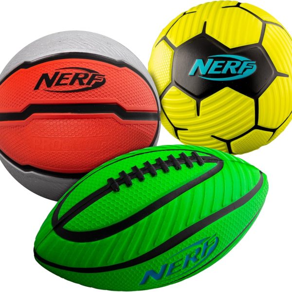 Nerf Mini Foam Sports Ball Set - Foam Football, Soccer Ball + Basketball Set Soft Foam Sports Set for Kids