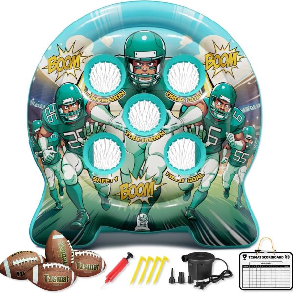 Inflatable Football Target Toss Game for Kids with Junior Size Footballs - 6ft Football Toy for Kids Ages 3-18, Perfect for Indoor, Outdoor, Backyard Fun, Family Games, Birthday Party