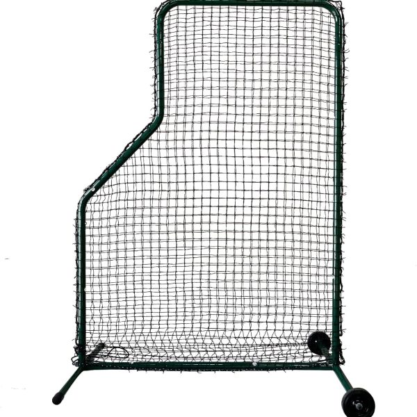 Baseball L Screen Portable 7 ft H x 5 ft W #36 Nylon Double Net Body Protector Batting Cage Safety Screen for Line Drive Super Heavy Duty Steel Frame Construction