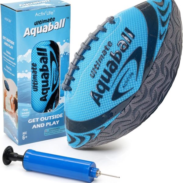 Activ Life Water Football for Pool, Beach, Outdoor, 9.5-inch Waterproof Pool Toys for Kids, Heavy-Duty Water Ball, Double Lacing for Easy Grip, Lake Toys for Sports & Family Games