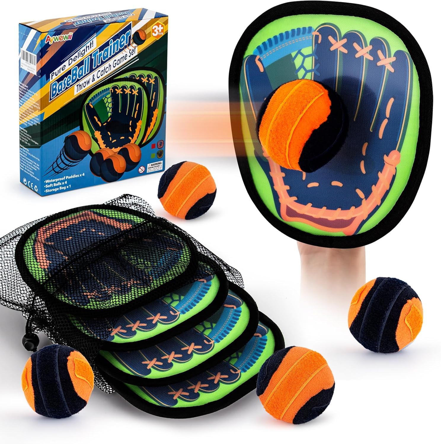 Ja086 Aywewii Toss and Catch Ball Game Outdoor Beach Pool Toys for 3 4 5 6 7 8 Year Old Toddlers Boys Girls Kids Toys Birthday Gift Baseball Training Outside Lawn Camping Yard Games - Image 1