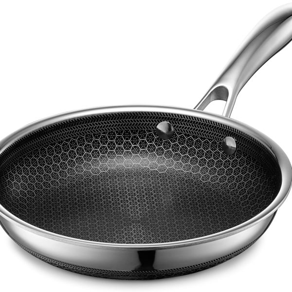 HexClad Hybrid Nonstick 8-Inch Frying Pan, Stay-Cool Handle, Dishwasher-Friendly, Oven-Safe Up to 900°F, Induction Ready, Compatible with All Cooktops
