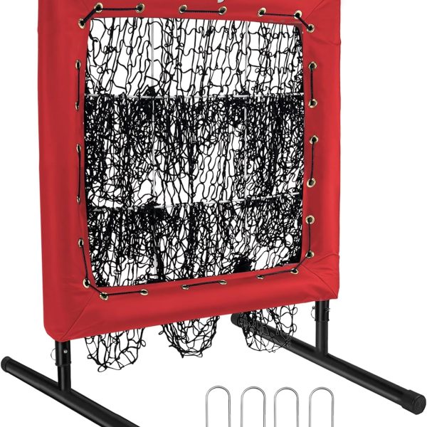 Warmyou Portable Pitching Net for Baseball & Sotball w/ 9 Hole Strike Zone Adjustable Sports Training Net Easy Setup for Indoor/Outdoor