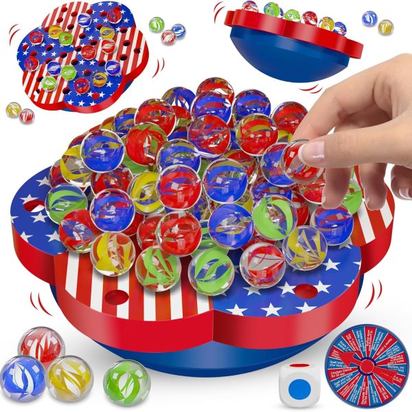 Wobble Balance Marble Game for Kids – 80 Colorful Marbles, Dice, Chessboard, Turntable,Challenge Cards, Fun Family Board Game for Parties, Gifts for Kids Ages 6-12+