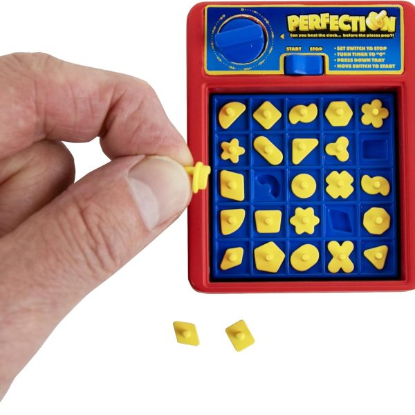 World's Smallest Perfection, Fully Functional Miniature Game, Classic Fast-Paced Shape Game for Kids and Adults, Board Game, Family Games, Travel Game, Stocking Stuffers, Easter Baskets, Ages 6 and Up