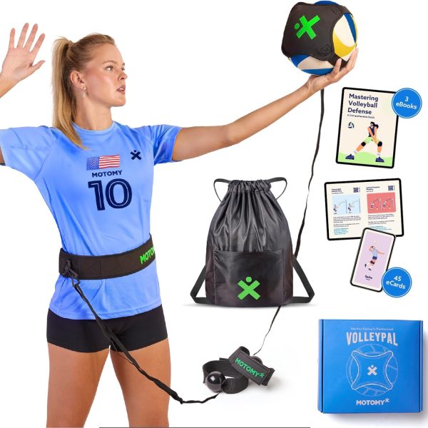 MOTOMY™ Volleyball Training Equipment Aid ‘VolleyPal’ – Solo Rebounder Trainer for Serve, Spike, Set & Pass; Indoor and Outdoor Practice Gear Gifts for Beginners & Experts