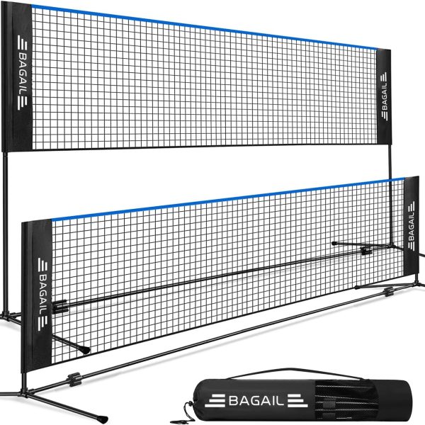 BAGAIL Badminton Net, Height Adjustable Kids Volleyball Net, Foldable Nylon Net 10 ft/14ft/17ft Wide, Tennis Net, Small Pickleball Net for Backyard Game and Indoor Outdoor Use, Easy Setup