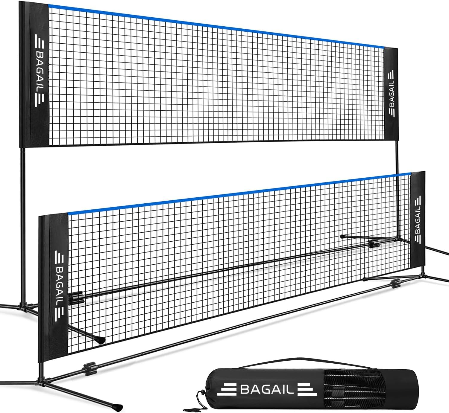 Ja131 BAGAIL Badminton Net, Height Adjustable Kids Volleyball Net, Foldable Nylon Net 10 ft/14ft/17ft Wide, Tennis Net, Small Pickleball Net for Backyard Game and Indoor Outdoor Use, Easy Setup - Image 1