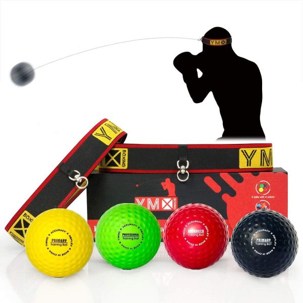 Ultimate Reflex Ball Set - 4 React Reflex Ball Plus 2 Adjustable Headband, Great for Reflex, Timing, Accuracy, Focus and Hand Eye Coordination Training for Boxing, MMA and Krav Mega