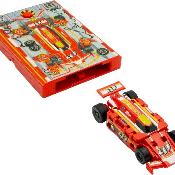 FLAT 2 FAST Original Speed Card Racer – Flat Car Racer and Pocket Size Racecar Launcher with Real Rubber Tires for High-Speed Racing – Load, Launch, Race! – Racing Red