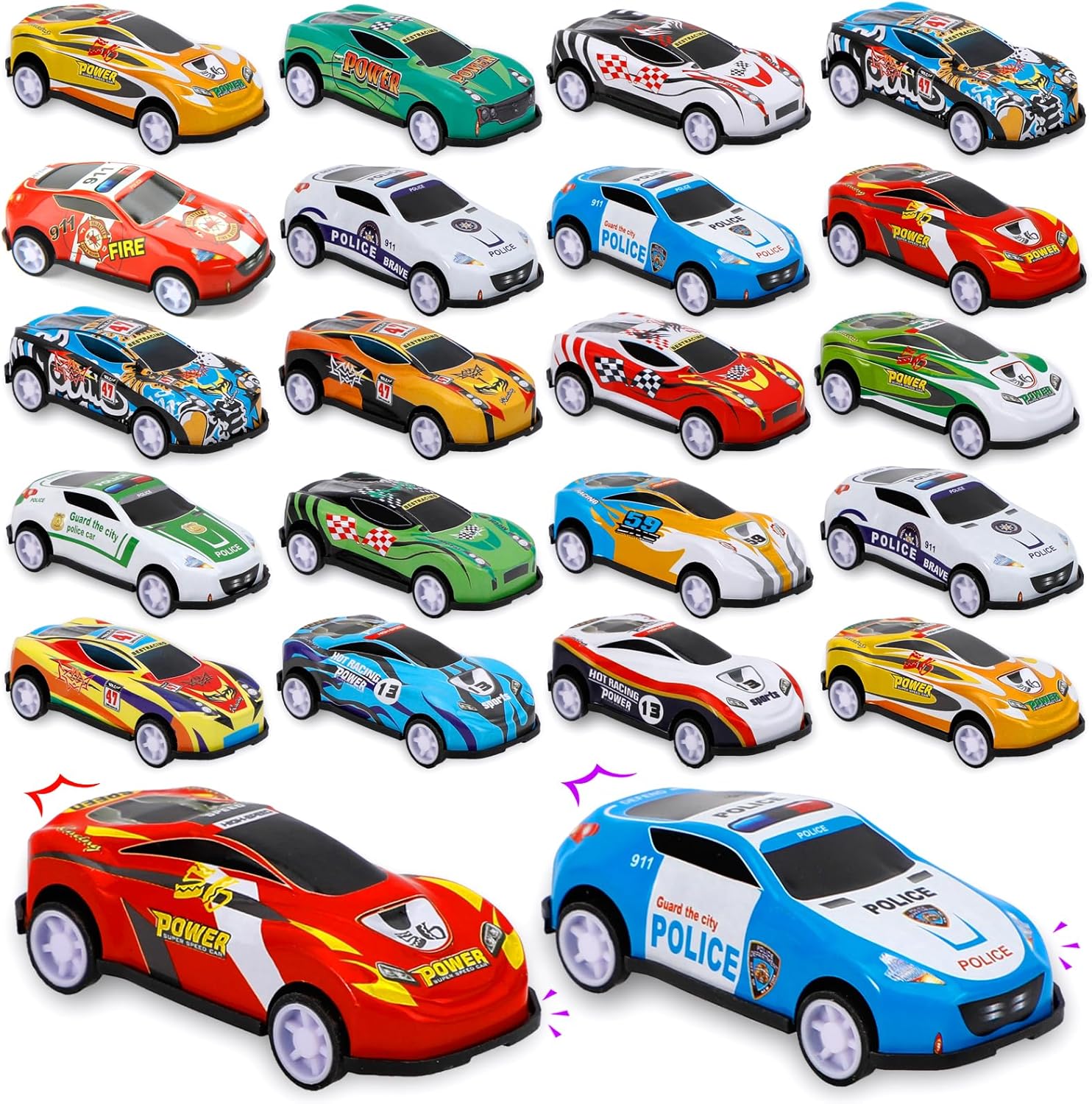 Ja92 28 pcs Pull Back Cars Toys for Kids, Party Favors Treasure Box for Classroom Prizes Mini Vehicles Race Cars Toys Bulk Xmas Gifts Pinata Goodie Bag Stocking Stuffers for Boys Girls Toddlers - Image 1