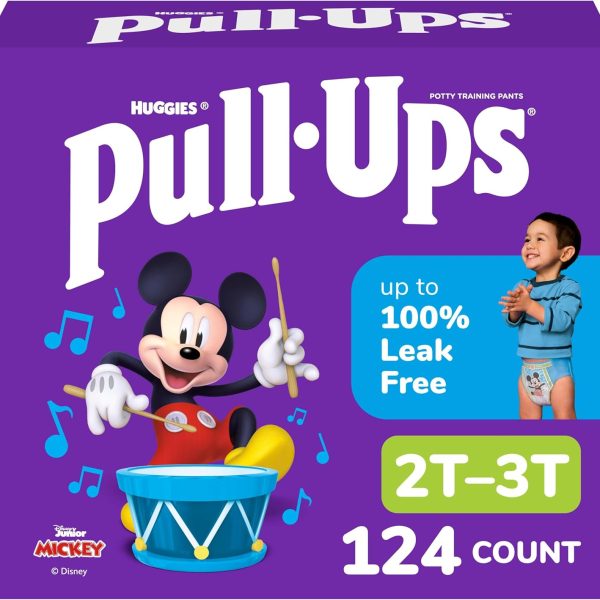 Pull-Ups Boys' Potty Training Pants, Size 2T-3T Training Underwear (16-34 lbs), 124 Count (4 Packs of 31), Packaging May Vary