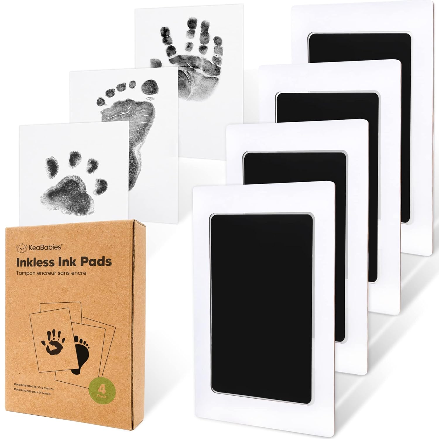 LEO040 4-Pack Inkless Baby Hand and Footprint Kit - Mess Free Ink Pad for Newborn Keepsake, Dog Nose & Paw Print Kit, Clean Touch Ink Pad for Baby Hand & Footprints, Ideal New Mom Gifts (Jet Black) - Image 1