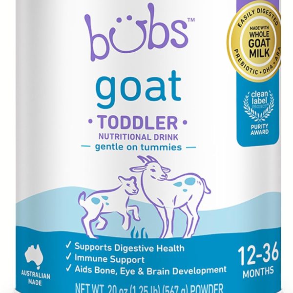 Bubs Goat Toddler Nutritional Drink, Non-GMO Whole Goat Milk-Based Gentle Formula, for Kids 12-36 Months, 20 oz