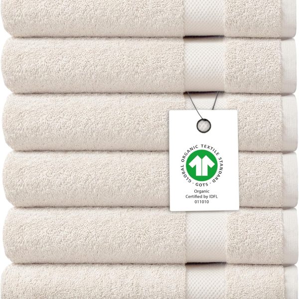 Delara Organic Cotton Luxuriously Plush Washcloths Pack of 6 | GOTS & Oeko-TEX Certified | Premium Quality Face Towels | Feather Touch Technology|650 GSM Long Staple|Soft, Quick Dry & Ultra-Absorbent