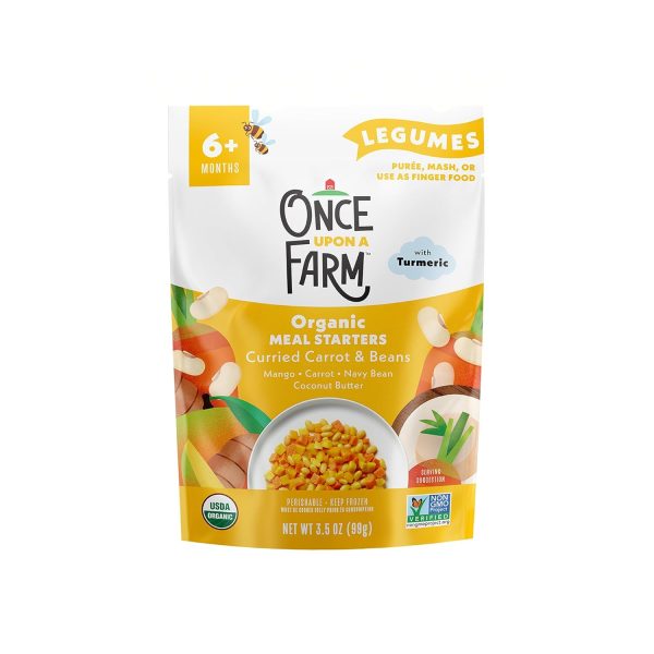 Once Upon a Farm, Frozen, Organic Baby Food Mango, Carrot, Navy Bean & Coconut Butter with Turmeric Plant-Rich Meal, 3.5 Ounce